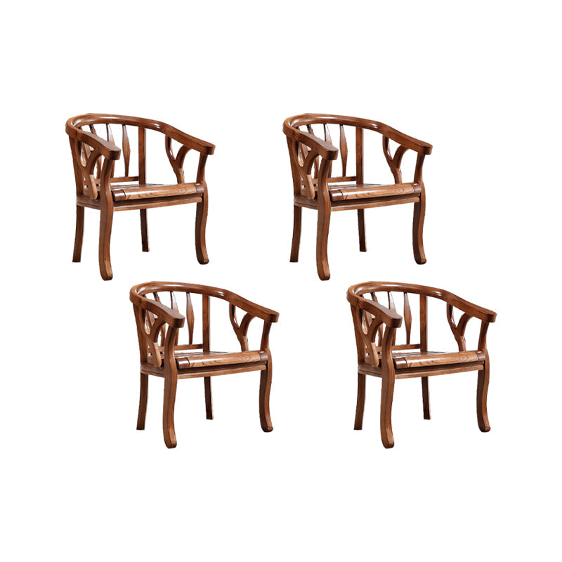 Solid Wood Frame Dining Chairs Dining Arm Chair for Dining Room Light Walnut 4 Piece Set Clearhalo 'Dining Chairs' 'Dining Tables & Seating' 'dining_chair' 'furn' 'furn_dining_chair' 'Furniture' 'Kitchen & Dining Furniture' 7477384