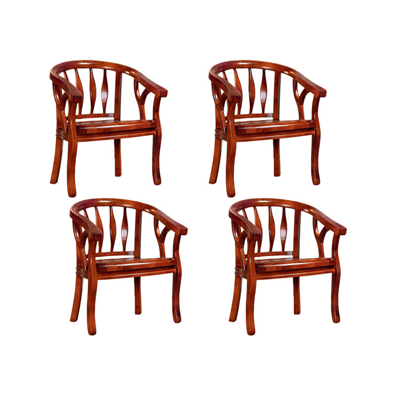 Solid Wood Frame Dining Chairs Dining Arm Chair for Dining Room Red Brown 4 Piece Set Clearhalo 'Dining Chairs' 'Dining Tables & Seating' 'dining_chair' 'furn' 'furn_dining_chair' 'Furniture' 'Kitchen & Dining Furniture' 7477389