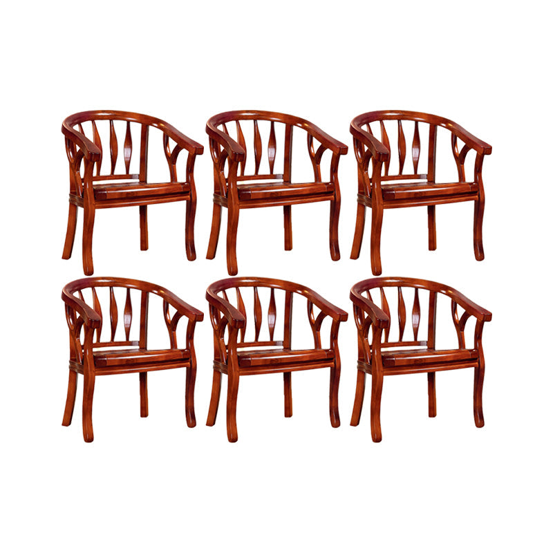 Solid Wood Frame Dining Chairs Dining Arm Chair for Dining Room Red Brown 6 Piece Set Clearhalo 'Dining Chairs' 'Dining Tables & Seating' 'dining_chair' 'furn' 'furn_dining_chair' 'Furniture' 'Kitchen & Dining Furniture' 7477390