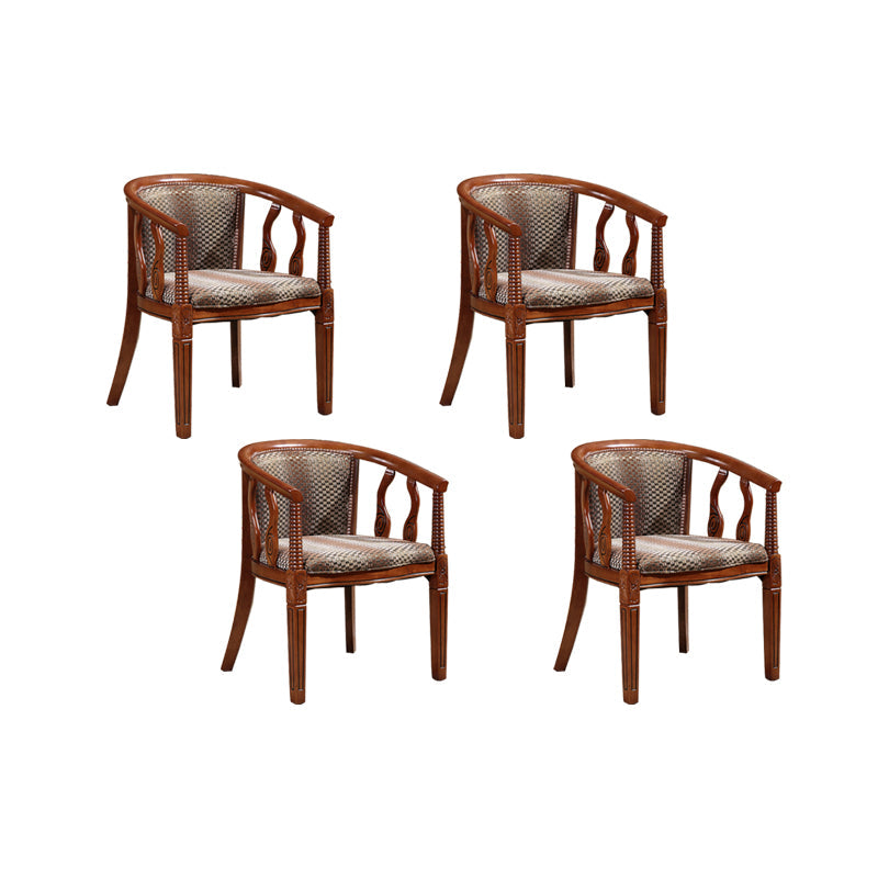 Solid Wood Frame Dining Chairs Dining Arm Chair for Dining Room Dark Brown 4 Piece Set Clearhalo 'Dining Chairs' 'Dining Tables & Seating' 'dining_chair' 'furn' 'furn_dining_chair' 'Furniture' 'Kitchen & Dining Furniture' 7477394
