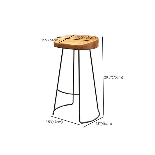 Sgabello da bar senza braccio da bar in metallo in stile industriale con base nera