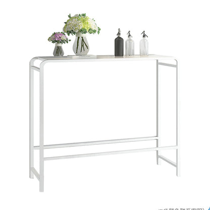 Modern Bar Dining Table Rectangle Indoor Bar Stool Table with Footrest White Without Chairs Clearhalo 'Bar Furniture' 'Bar Tables' 'bar_tables' 'furn' 'furn_bar_tables' 'Furniture' 'Kitchen & Dining Furniture' 7477875