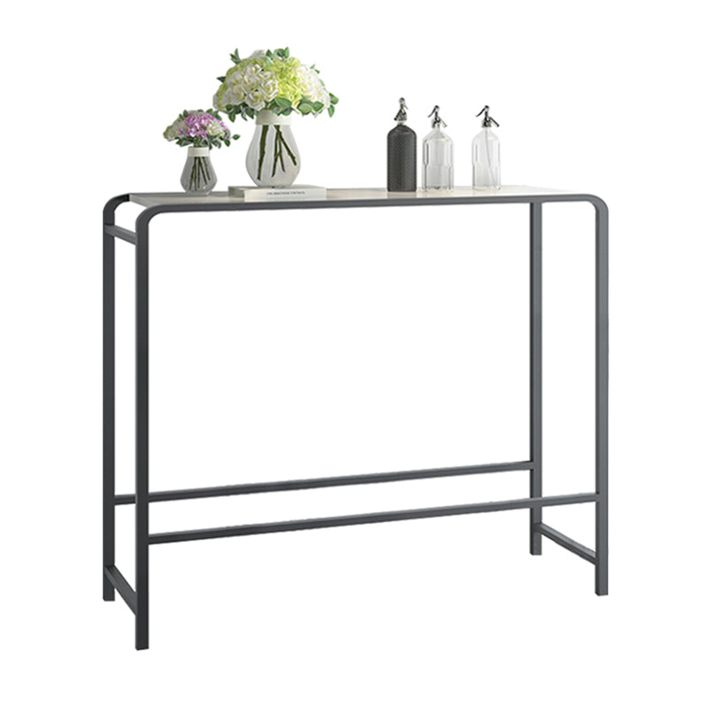 Modern Bar Dining Table Rectangle Indoor Bar Stool Table with Footrest Black Without Chairs Clearhalo 'Bar Furniture' 'Bar Tables' 'bar_tables' 'furn' 'furn_bar_tables' 'Furniture' 'Kitchen & Dining Furniture' 7477876