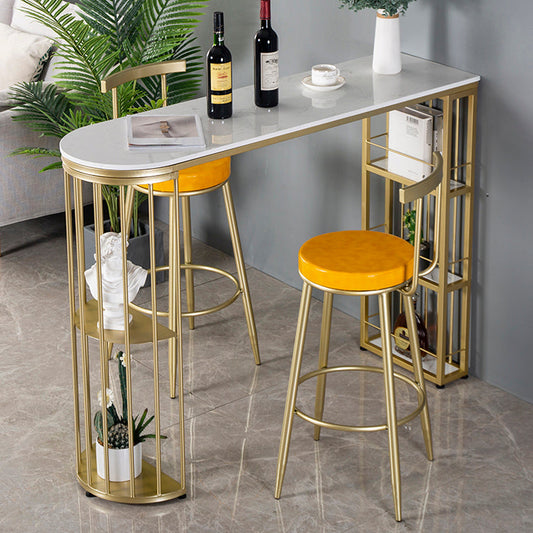 Mesa de comedor de bar de estilo glamorosa mesa de taburete de barra de mármol con almacenamiento