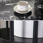Glam Style Bar Dining Table Faux Marble Bar Stool Table with Storage