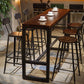 Table de salle à manger de bar de style industriel, tabouret de bar en bois massif avec base noire