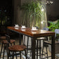 Table de salle à manger de bar de style industriel, tabouret de bar en bois massif avec base noire