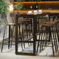Table de salle à manger de bar de style industriel, tabouret de bar en bois massif avec base noire