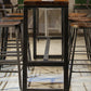 Table de salle à manger de bar de style industriel, tabouret de bar en bois massif avec base noire
