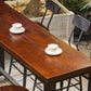 Table de salle à manger de bar de style industriel, tabouret de bar en bois massif avec base noire
