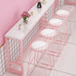 Glam Rectangle Bar Stool Table White Top Pub Table with Pink Base Clearhalo 'Bar Furniture' 'Bar Tables' 'bar_tables' 'furn' 'furn_bar_tables' 'Furniture' 'Kitchen & Dining Furniture' 7477935