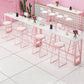 Glam Rectangle Bar Stool Table White Top Pub Table with Pink Base Clearhalo 'Bar Furniture' 'Bar Tables' 'bar_tables' 'furn' 'furn_bar_tables' 'Furniture' 'Kitchen & Dining Furniture' 7477939