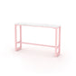 Glam Rectangle Bar Stool Table White Top Pub Table with Pink Base 63"L x 15.7"W x 41.3"H Faux Marble Without Chairs Clearhalo 'Bar Furniture' 'Bar Tables' 'bar_tables' 'furn' 'furn_bar_tables' 'Furniture' 'Kitchen & Dining Furniture' 7477940