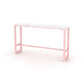Glam Rectangle Bar Stool Table White Top Pub Table with Pink Base 70.9"L x 15.7"W x 41.3"H Faux Marble Without Chairs Clearhalo 'Bar Furniture' 'Bar Tables' 'bar_tables' 'furn' 'furn_bar_tables' 'Furniture' 'Kitchen & Dining Furniture' 7477942