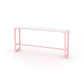 Glam Rectangle Bar Stool Table White Top Pub Table with Pink Base 86.6"L x 15.7"W x 41.3"H Faux Marble Without Chairs Clearhalo 'Bar Furniture' 'Bar Tables' 'bar_tables' 'furn' 'furn_bar_tables' 'Furniture' 'Kitchen & Dining Furniture' 7477945
