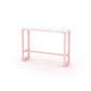 Glam Rectangle Bar Stool Table White Top Pub Table with Pink Base 55.1"L x 15.7"W x 41.3"H Wood Without Chairs Clearhalo 'Bar Furniture' 'Bar Tables' 'bar_tables' 'furn' 'furn_bar_tables' 'Furniture' 'Kitchen & Dining Furniture' 7477949