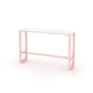Glam Rectangle Bar Stool Table White Top Pub Table with Pink Base 63"L x 15.7"W x 41.3"H Wood Without Chairs Clearhalo 'Bar Furniture' 'Bar Tables' 'bar_tables' 'furn' 'furn_bar_tables' 'Furniture' 'Kitchen & Dining Furniture' 7477952