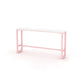 Glam Rectangle Bar Stool Table White Top Pub Table with Pink Base 78.7"L x 15.7"W x 41.3"H Wood Without Chairs Clearhalo 'Bar Furniture' 'Bar Tables' 'bar_tables' 'furn' 'furn_bar_tables' 'Furniture' 'Kitchen & Dining Furniture' 7477955