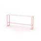 Glam Rectangle Bar Stool Table White Top Pub Table with Pink Base 86.6"L x 15.7"W x 41.3"H Wood Without Chairs Clearhalo 'Bar Furniture' 'Bar Tables' 'bar_tables' 'furn' 'furn_bar_tables' 'Furniture' 'Kitchen & Dining Furniture' 7477956