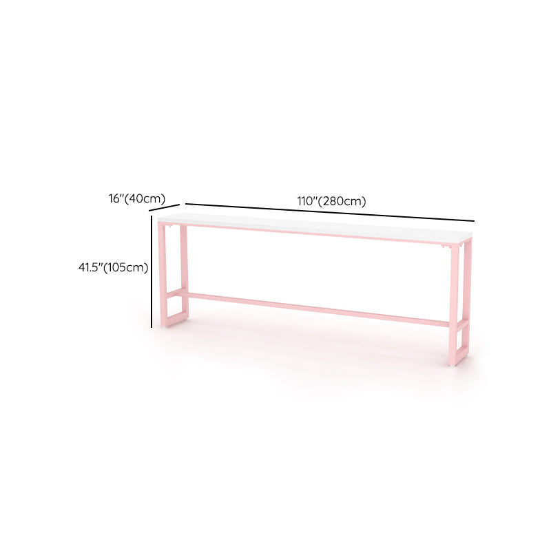 Glam Rectangle Bar Stool Table White Top Pub Table with Pink Base Clearhalo 'Bar Furniture' 'Bar Tables' 'bar_tables' 'furn' 'furn_bar_tables' 'Furniture' 'Kitchen & Dining Furniture' 7477968