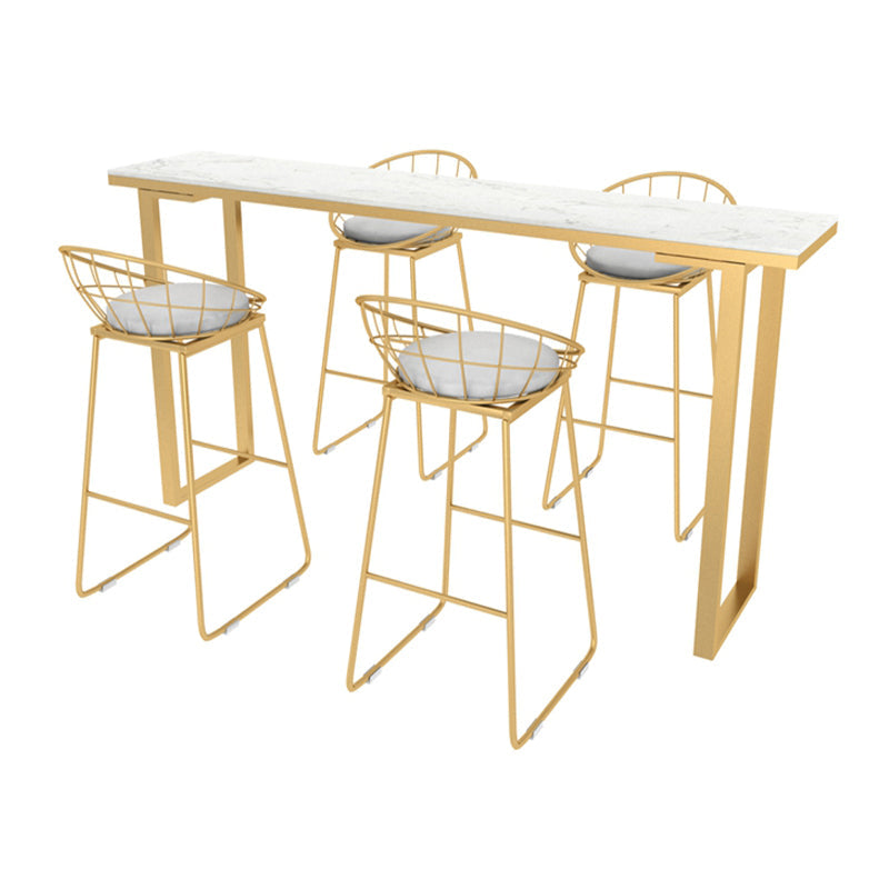 Indoor Contemporary Bar Dining Table Rectangle Faux Marble Bar Table Without Chairs Clearhalo 'Bar Furniture' 'Bar Tables' 'bar_tables' 'furn' 'furn_bar_tables' 'Furniture' 'Kitchen & Dining Furniture' 7477991