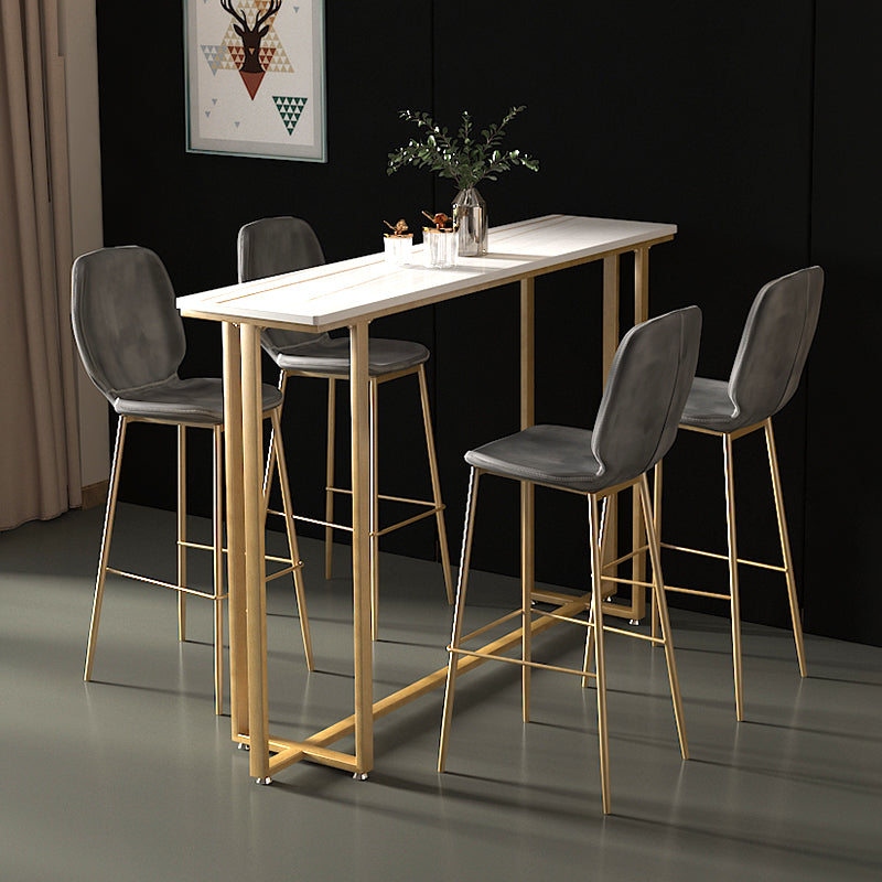 Barkruktafel met stenen blad Glam-stijl pubtafel met metalen poot