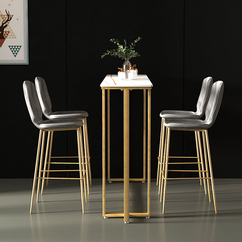 Barkruktafel met stenen blad Glam-stijl pubtafel met metalen poot