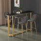 Barkruktafel met stenen blad Glam-stijl pubtafel met metalen poot