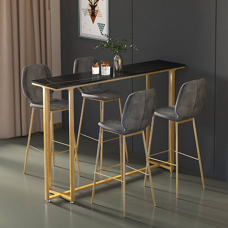 Barkruktafel met stenen blad Glam-stijl pubtafel met metalen poot