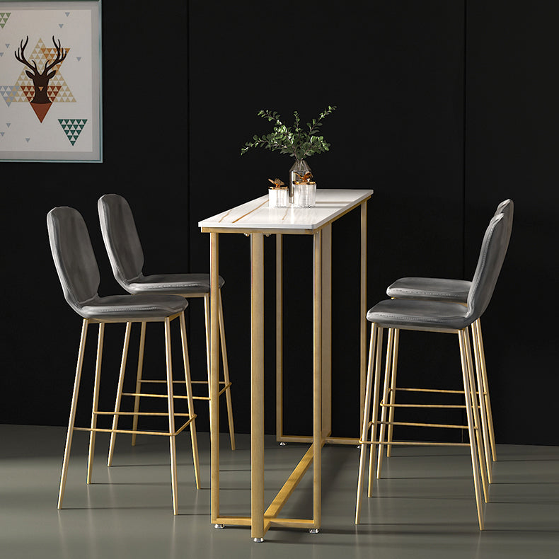 Barkruktafel met stenen blad Glam-stijl pubtafel met metalen poot