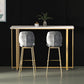 Barkruktafel met stenen blad Glam-stijl pubtafel met metalen poot