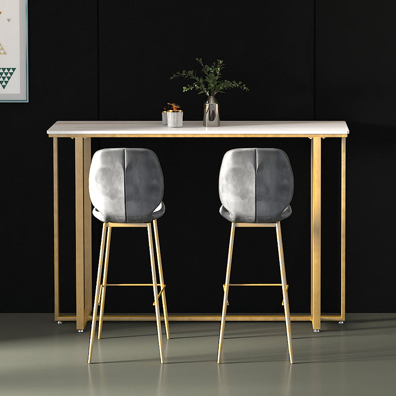 Barkruktafel met stenen blad Glam-stijl pubtafel met metalen poot