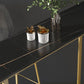 Barkruktafel met stenen blad Glam-stijl pubtafel met metalen poot