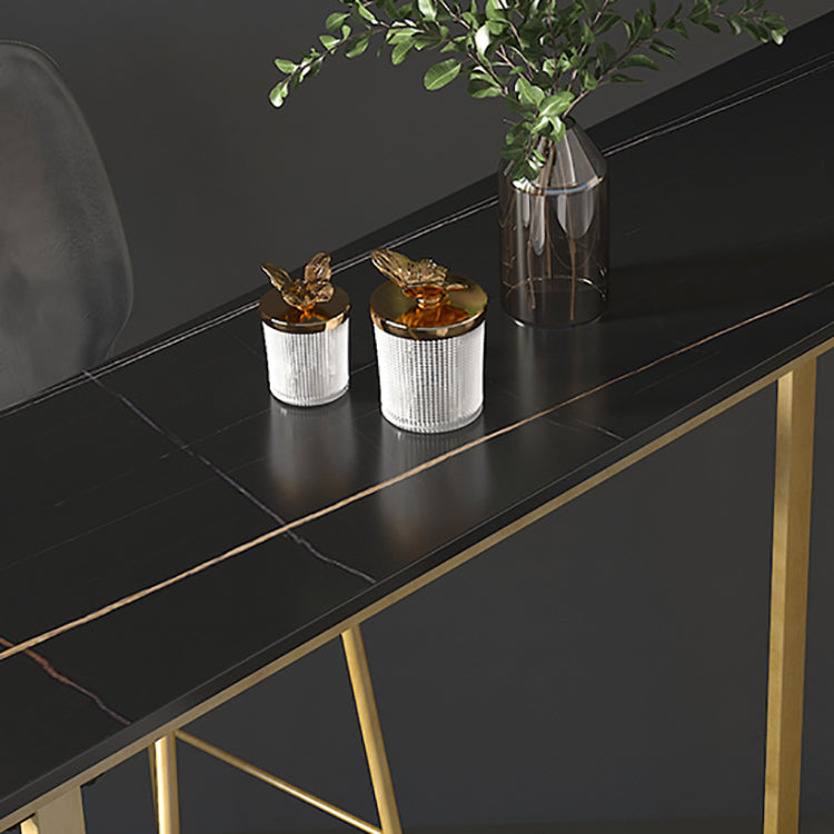 Barkruktafel met stenen blad Glam-stijl pubtafel met metalen poot