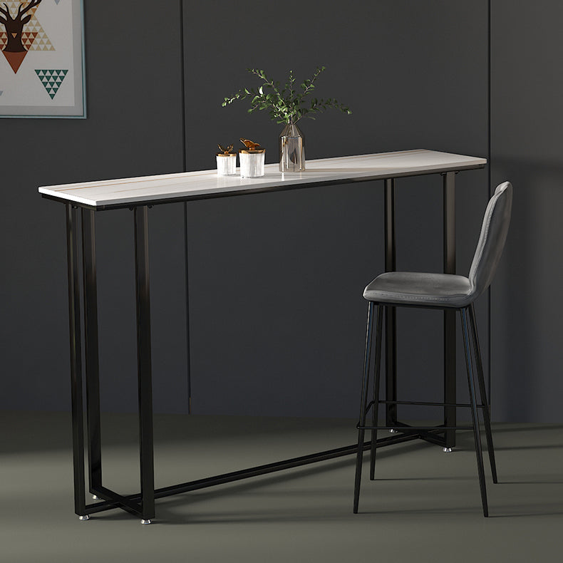 Barkruktafel met stenen blad Glam-stijl pubtafel met metalen poot
