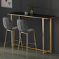 Barkruktafel met stenen blad Glam-stijl pubtafel met metalen poot