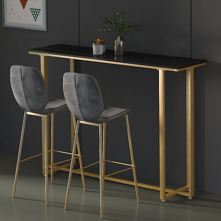 Barkruktafel met stenen blad Glam-stijl pubtafel met metalen poot