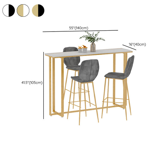 Mesa de taburete de barra superior de piedra mesa de pub de estilo glamour con pierna de metal