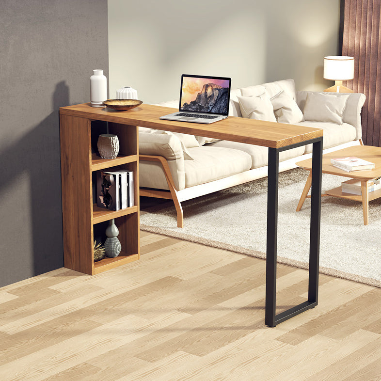 Solid Wood Bar Stool Table Industrial Style Bar Dining Table with Storage Clearhalo 'Bar Furniture' 'Bar Tables' 'bar_tables' 'furn' 'furn_bar_tables' 'Furniture' 'Kitchen & Dining Furniture' 7478031