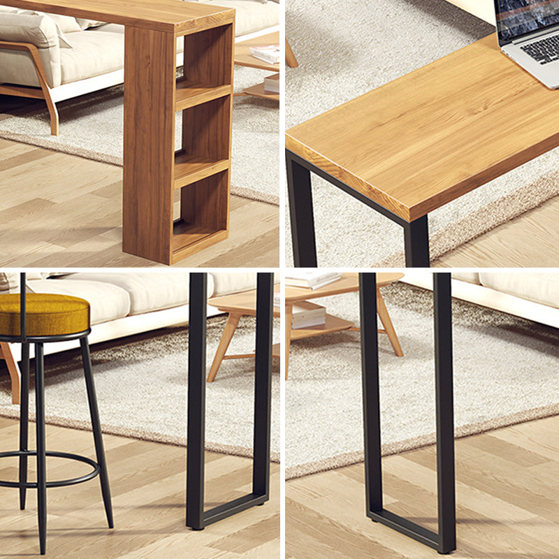 Solid Wood Bar Stool Table Industrial Style Bar Dining Table with Storage Clearhalo 'Bar Furniture' 'Bar Tables' 'bar_tables' 'furn' 'furn_bar_tables' 'Furniture' 'Kitchen & Dining Furniture' 7478033
