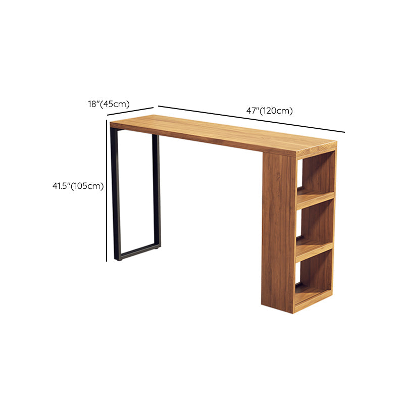 Solid Wood Bar Stool Table Industrial Style Bar Dining Table with Storage Clearhalo 'Bar Furniture' 'Bar Tables' 'bar_tables' 'furn' 'furn_bar_tables' 'Furniture' 'Kitchen & Dining Furniture' 7478037