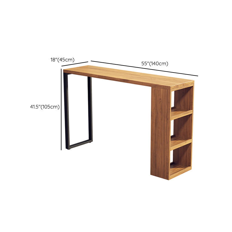Solid Wood Bar Stool Table Industrial Style Bar Dining Table with Storage Clearhalo 'Bar Furniture' 'Bar Tables' 'bar_tables' 'furn' 'furn_bar_tables' 'Furniture' 'Kitchen & Dining Furniture' 7478038