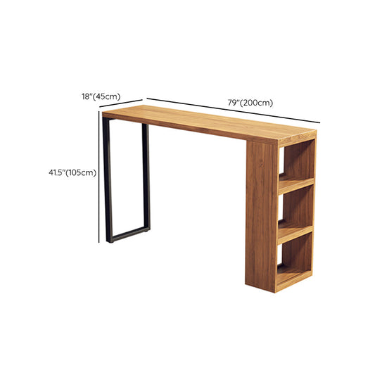 Solid Wood Bar Stool Table Industrial Style Bar Dining Table with Storage Clearhalo 'Bar Furniture' 'Bar Tables' 'bar_tables' 'furn' 'furn_bar_tables' 'Furniture' 'Kitchen & Dining Furniture' 7478041