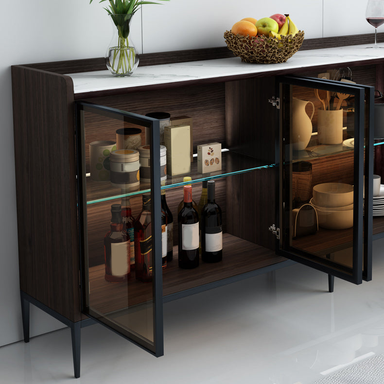 Mesa del aparador de piedra lateral contemporánea con puertas para el comedor