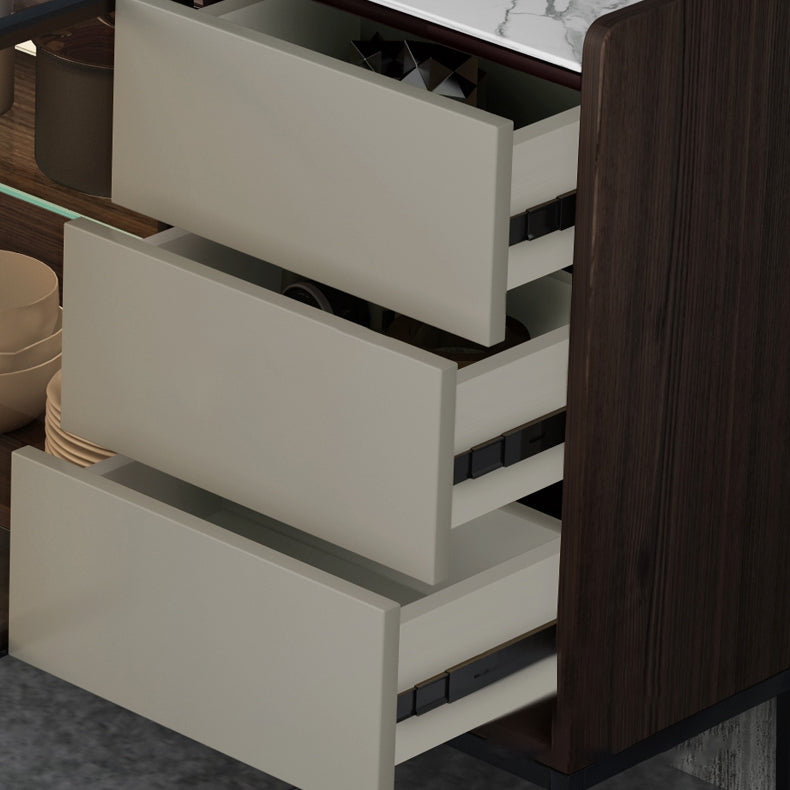 Mesa del aparador de piedra lateral contemporánea con puertas para el comedor