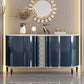 Contemporary Side Board Stone Sideboard Table with Doors for Kitchen 63"L x 16"W x 35"H Blue Clearhalo 'buffet_sideboard' 'Buffets & Sideboards' 'furn' 'furn_buffet_sideboard' 'Furniture' 'Kitchen & Dining Furniture' 7478135