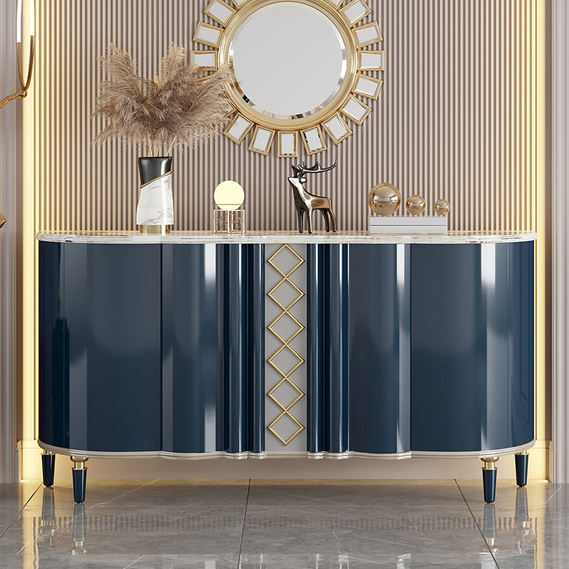 Contemporary Side Board Stone Sideboard Table with Doors for Kitchen 63"L x 16"W x 35"H Blue Clearhalo 'buffet_sideboard' 'Buffets & Sideboards' 'furn' 'furn_buffet_sideboard' 'Furniture' 'Kitchen & Dining Furniture' 7478135