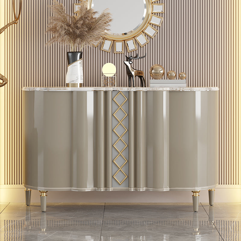 Contemporary Side Board Stone Sideboard Table with Doors for Kitchen 47"L x 16"W x 35"H Champagne Clearhalo 'buffet_sideboard' 'Buffets & Sideboards' 'furn' 'furn_buffet_sideboard' 'Furniture' 'Kitchen & Dining Furniture' 7478137