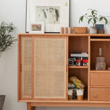 Gabinete del aparador de pino lateral contemporáneo con cajones para el comedor