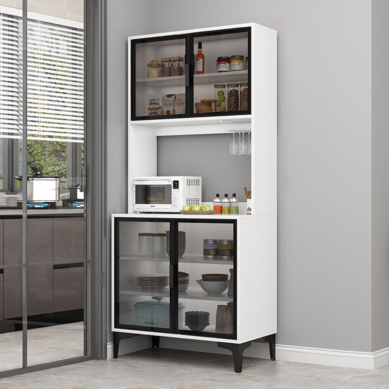 Contemporary Buffet Table Glass Doors Faux Wood Buffet Stand with Doors for Kitchen White 2 Clearhalo 'buffet_sideboard' 'Buffets & Sideboards' 'furn' 'furn_buffet_sideboard' 'Furniture' 'Kitchen & Dining Furniture' 7478214